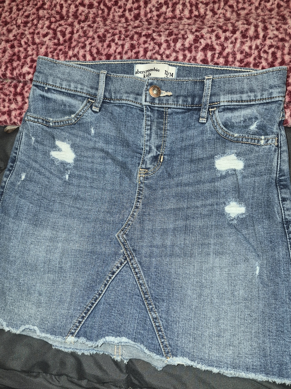 Abercrombie Kids Distressed Blue Denim Skirt